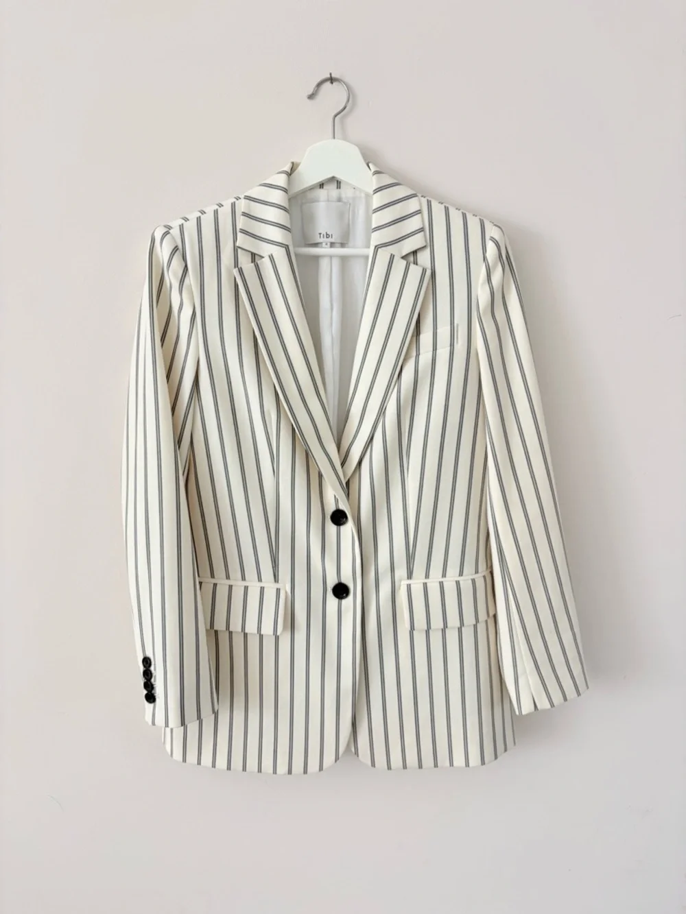 Tibi Levi Pin Striped Blazer Off White